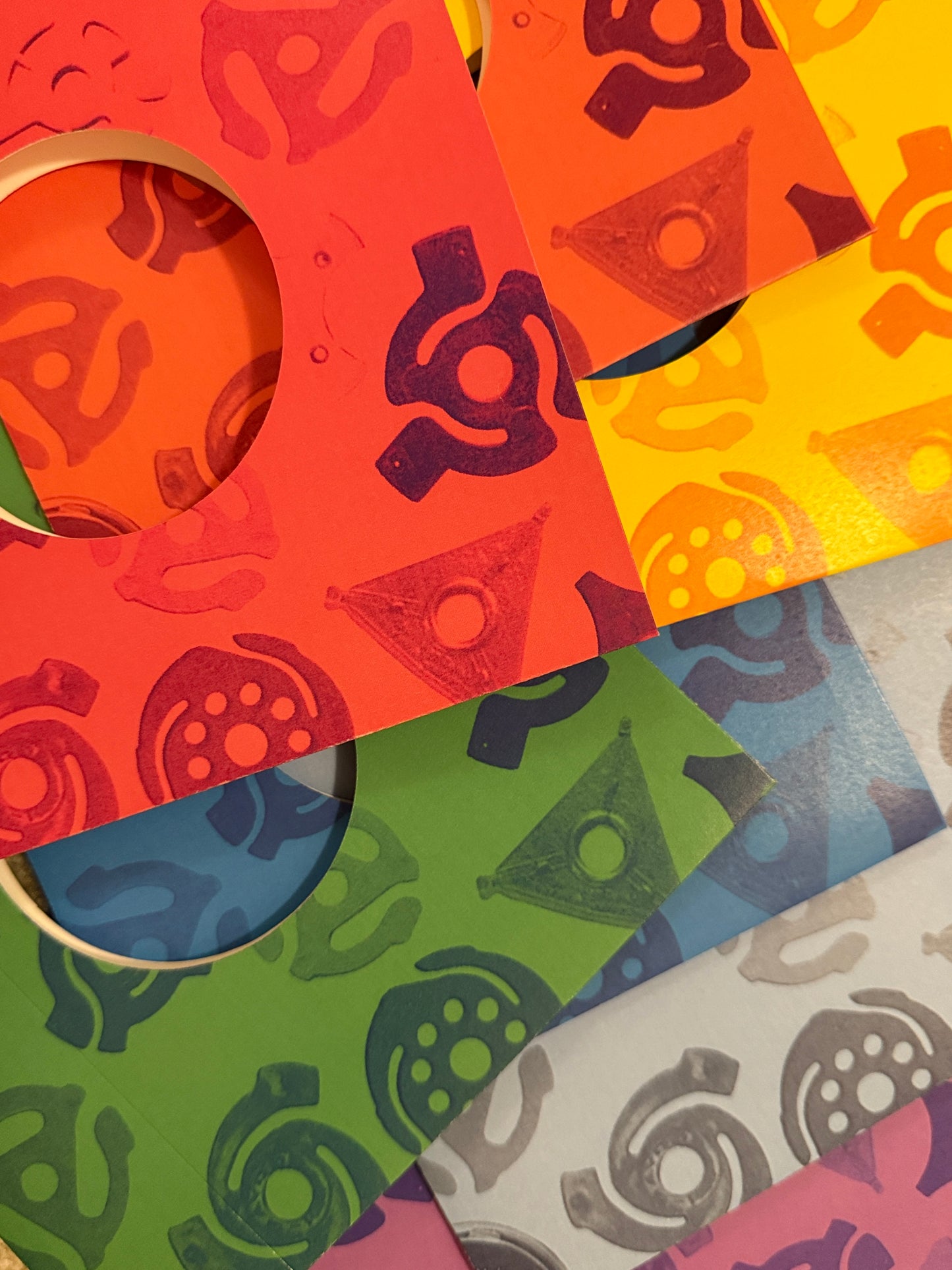 Adapter Print ROYGBIV Edition - Handmade Heavy-Duty Cardstock Sleeves for 7” Records - set of 7