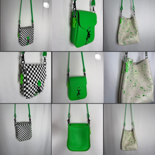 Load image into Gallery viewer, Checkerboard and Neon Green Flap Crossbody Bag
