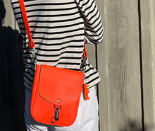 Load image into Gallery viewer, Neon Orange Flap Crossbody Bag
