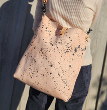 Load image into Gallery viewer, Natural Veg Tan and Black Matte Splatter Leather Crossbody Bag
