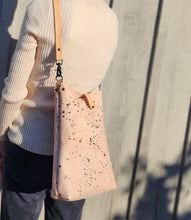 Load image into Gallery viewer, Natural Veg Tan and Black Matte Splatter Leather Crossbody Bag
