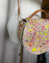 Load image into Gallery viewer, Splatter Leather Round Flap Shoulder Bag
