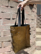 Load image into Gallery viewer, Dark Olive Croc Embossed Open Top Tote Bag
