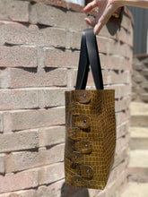 Load image into Gallery viewer, Dark Olive Croc Embossed Open Top Tote Bag
