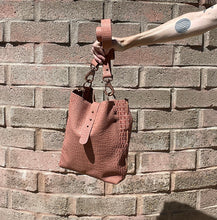 Load image into Gallery viewer, Blush Pink Reptile Embossed Leather Crossbody Bag
