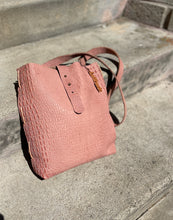 Load image into Gallery viewer, Blush Pink Reptile Embossed Leather Crossbody Bag
