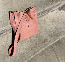 Load image into Gallery viewer, Blush Pink Reptile Embossed Leather Crossbody Bag
