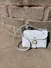 Load image into Gallery viewer, White Embossed Leather Small Crossbody Flap Messenger Bag
