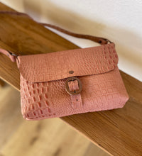 Load image into Gallery viewer, Mauve Pink Embossed Small Crossbody Messenger Bag
