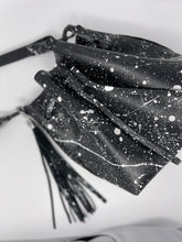 Load image into Gallery viewer, Black Leather Drawstring Bucket Shoulder Bag With Matte White Splatter
