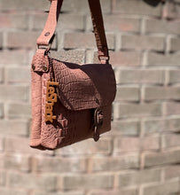 Load image into Gallery viewer, Mauve Pink Embossed Small Crossbody Messenger Bag
