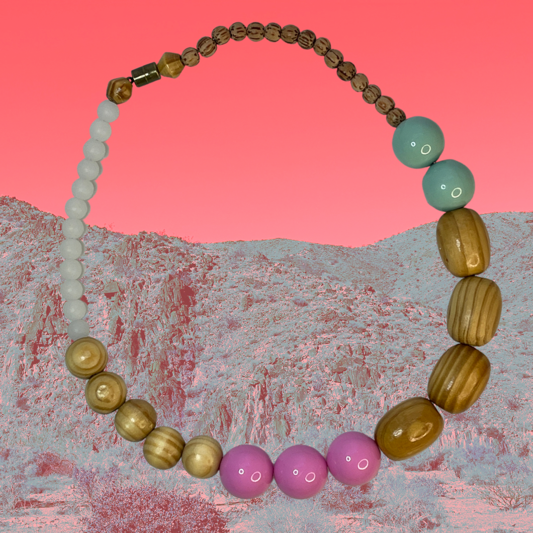 Shiny pastel pink and dusty blue gumball necklace