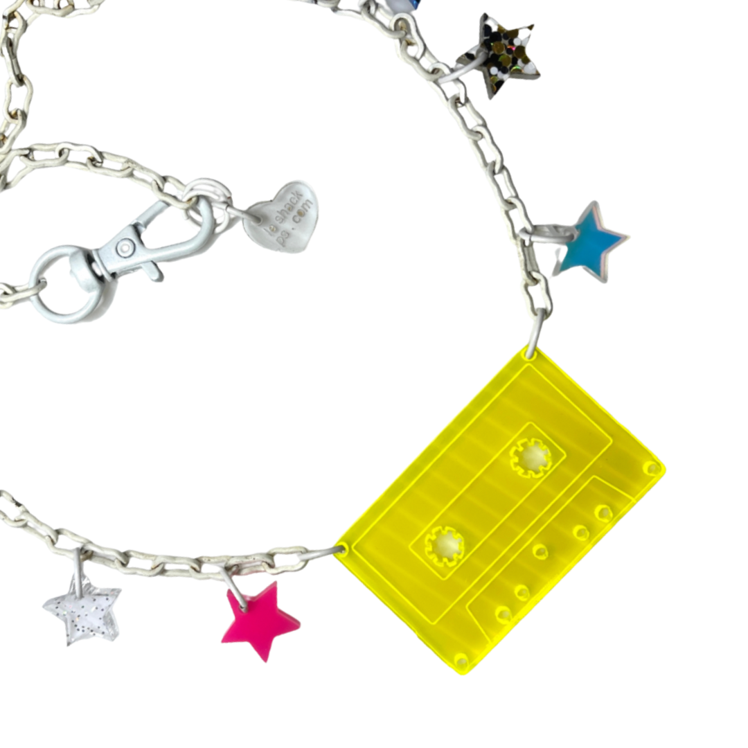 Fantastic Plastic Neon Yellow Cassette Necklace