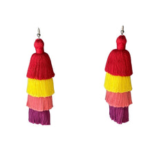 Load image into Gallery viewer, 4 Tier Tassel Earrings - Summer Punch
