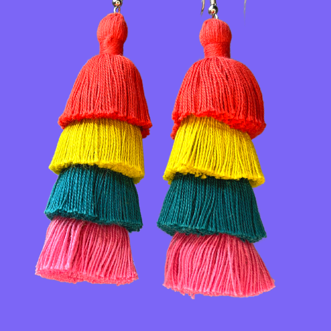 4 Tier Tassel Earrings - Spring Punch