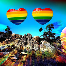 Load image into Gallery viewer, Medium Rainbow Heart Earrings
