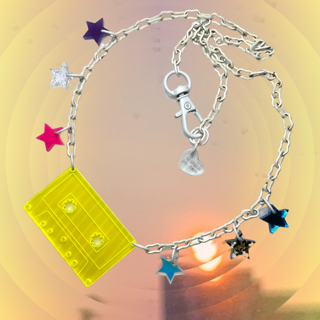 Fantastic Plastic Neon Yellow Cassette Necklace