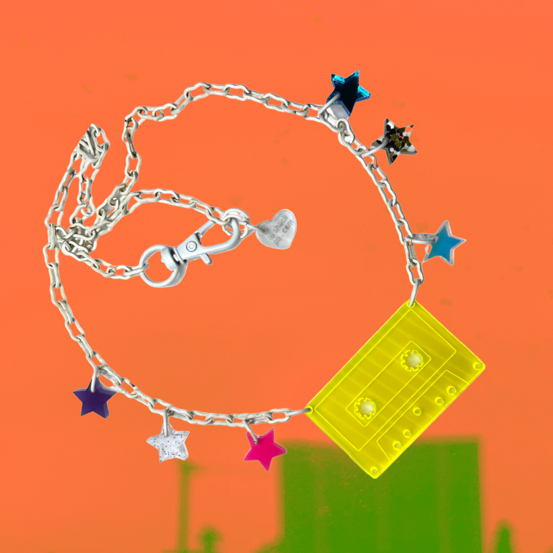 Fantastic Plastic Neon Yellow Cassette Necklace