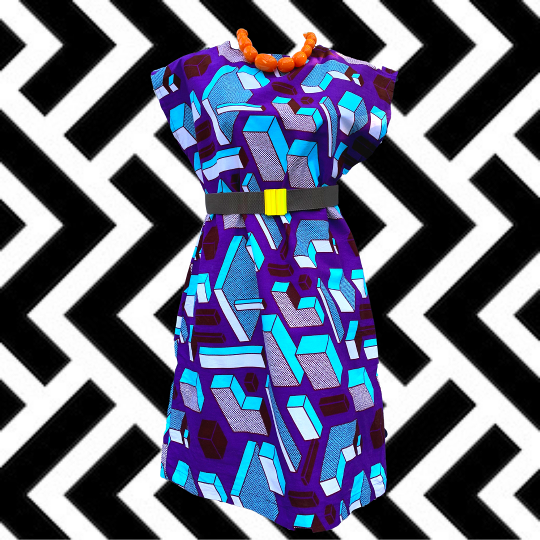 The Sunny Summer Sunday Dress - Purple Blocks