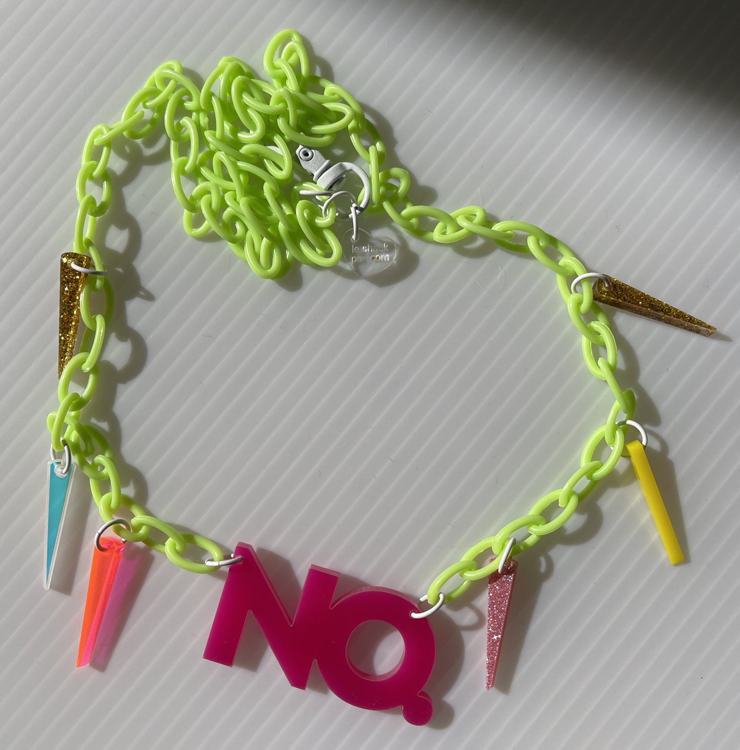 Fantastic Plastic Magenta and Lime Green NO. Necklace