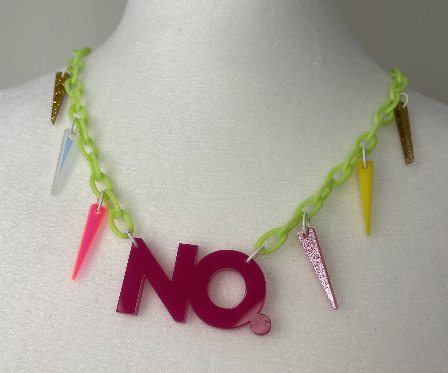 Fantastic Plastic Magenta and Lime Green NO. Necklace