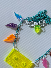 Load image into Gallery viewer, Fantastic Plastic Neon Yellow Cassette Necklace With Turquoise Chain - One of a Kind!
