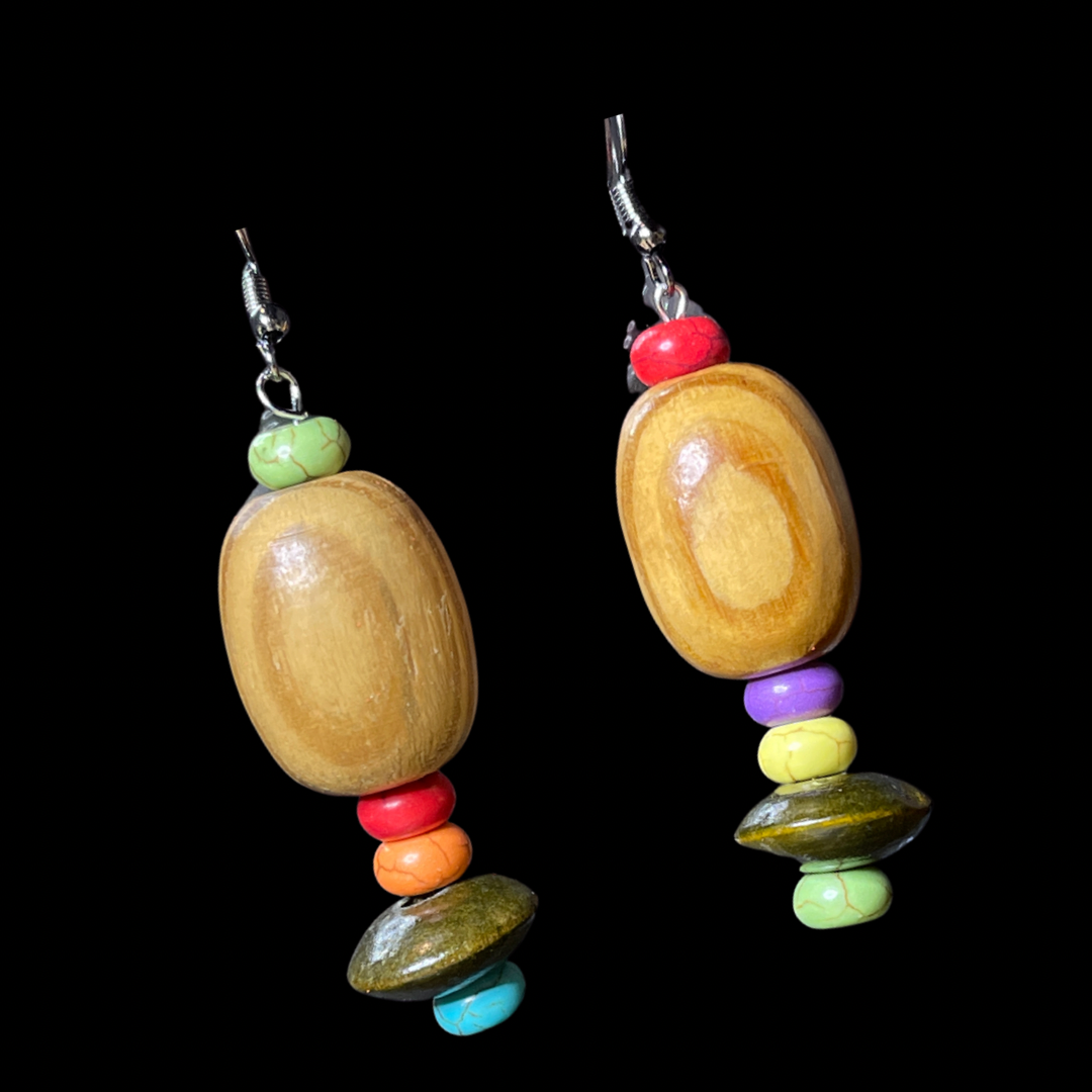 Wood Disc Candy Earrings