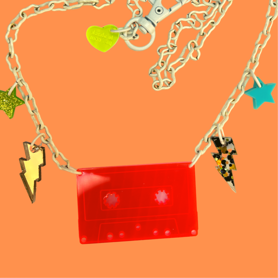 Fantastic Plastic Neon Red Cassette Necklace