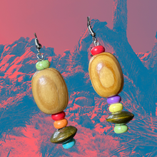 Load image into Gallery viewer, Wood Disc Candy Earrings
