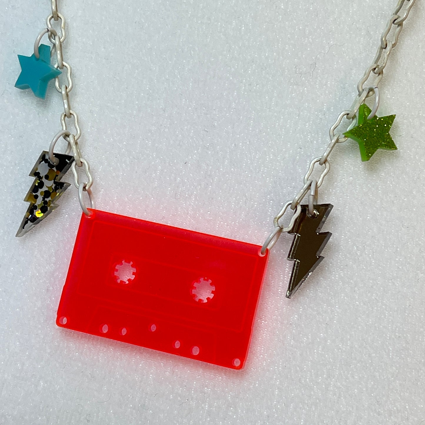 Fantastic Plastic Neon Red Cassette Necklace